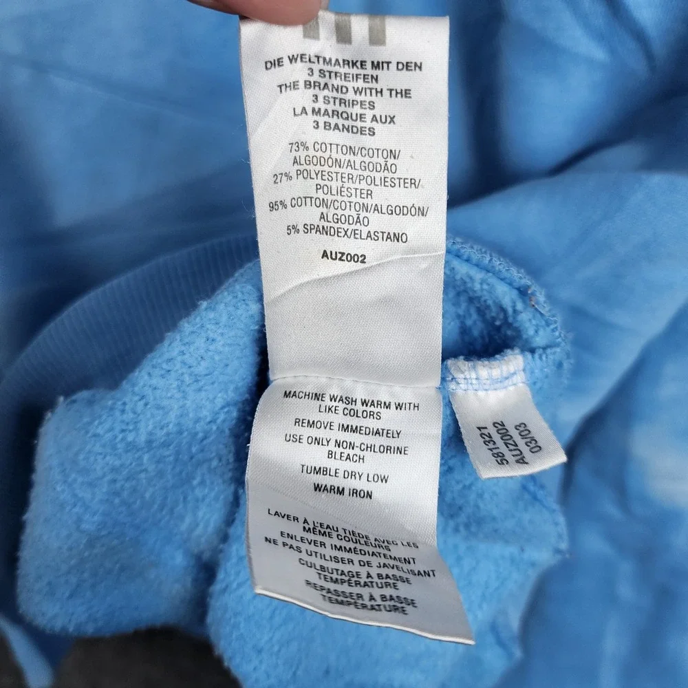 Adidas Hoodie Mens 2XL Blue Tie Dye Acid Wash Embroidered Box‎ Logo Pullover